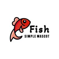 Simple Mascot Vector Logo Design Cute Fish In Color Red