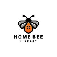 combinación de hogar y abeja en fondo blanco, vector de logotipo de diseño editable
