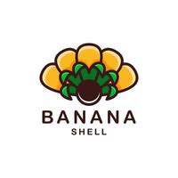 Banana combination shell in white background, vector template logo design editable