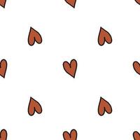 Seamless pattern. Doodle style hand drawn. Nature, animals and elements. Vector illustration. Red hearts on a white background.