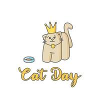 día mundial del gato. ilustración vectorial vacaciones. abraza a tu gato. vector