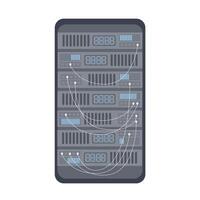 Rack with server hardware. The concept of a server room, data bank, web hosting. vector illustration