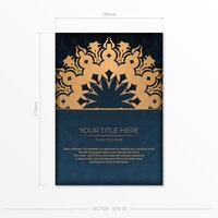 Dark blue postcard template with abstract mandala ornament. Elegant and classic elements are great for decorating. illustration. vector