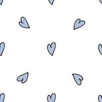 Seamless pattern. Doodle style hand drawn. Nature, animals and elements. Vector illustration. Blue hearts on a white background.