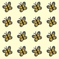 Seamless pattern. Doodle style hand drawn. Nature elements. Vector illustration. Yellow butterflies on a white background.