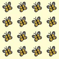 Seamless pattern. Doodle style hand drawn. Nature elements. Vector illustration. Yellow butterflies on a white background.