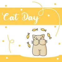 World Cat Day. Vector illustration. Holiday. Hug your cat.