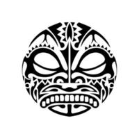 Hawaiian style tattoo. Polynesia style tattoo template. Mask of the gods. Traditional tribal ornament. Handmade. Vector illustration.