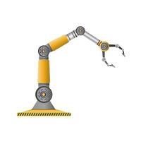 A robot arm with a yellow and gray color vector