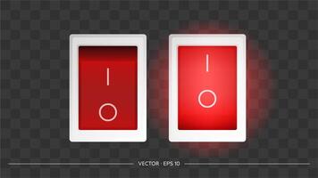 Two red and white light switches on a transparent background vector