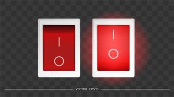 Set of red square on and off buttons. Isolated. Vector. vector