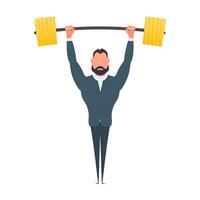 A man in a suit holding a barbell vector