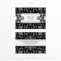 Luxurious white rectangular postcard template with vintage abstract ornament. Elegant and classic vector elements ready for print and typography.