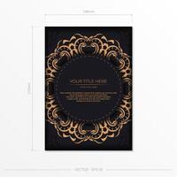 Black luxury invitation card design with vintage Indian ornament. Can be used as background and wallpaper. vector