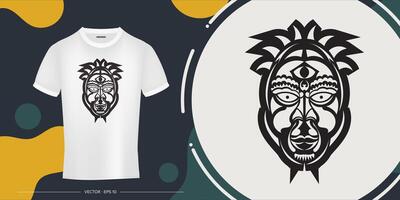 The face of the chief in the form of Maori patterns. Outline for T-shirts, cups, flags, phone cases and prints. Vector illustration.