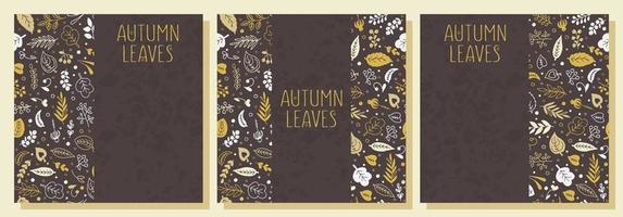 Abstract background with autumn leaves and berries. Vector illustration. A pattern, a banner with an inscription. Set.