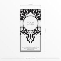 Luxurious white rectangular invitation card template with vintage abstract ornament. Elegant and classic vector elements ready for print and typography.