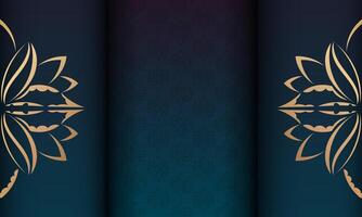Gradient blue background with indian gold ornaments for logo design vector