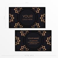 Business cards with Decorative floral business cards, oriental pattern, illustration. vector