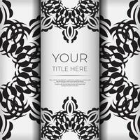 Luxurious white square postcard template with vintage abstract ornament. Elegant and classic vector elements ready for print and typography.
