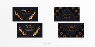 Template Black Presentable Business Cards. Decorative business card ornaments, oriental pattern, illustration. Ready to print, meet the printing needs vector