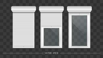 Open roller shutter on the euro window. Realistic euro window with roller shutters vector. vector