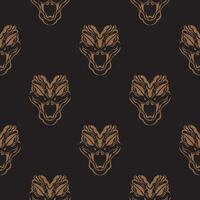 Dark seamless pattern with snake head. Vector illustration.
