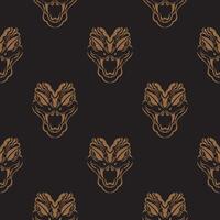 Dark seamless pattern with snake head. Vector illustration.