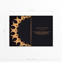 Dark postcard design with vintage Indian mandala ornament. Can be used as background and wallpaper. Elegant and classic vector elements ready for print and typography.