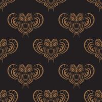 Dark seamless pattern with snake head. Vector illustration.