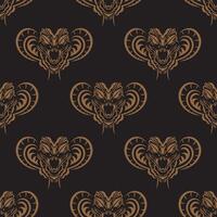 Dark seamless pattern with snake head. Vector illustration.