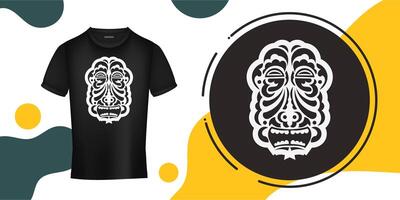 The face of an Indian in the form of Maori patterns. Outline for T-shirts, cups, flags, phone cases and prints. Vector