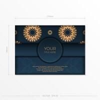 Dark blue invitation card template with Indian ornament. Elegant and classic elements ready for print and typography. vector