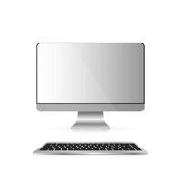 Modern monitor with keyboard isolated on a white background. Vector illustration.