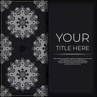 A black and white card with a floral pattern vector