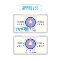 Egypt visa isolated on a white background. Approved. Design element on the theme of tourism in Egypt. Vector illustration.