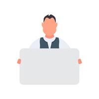 A man holding a blank sign in front of him vector