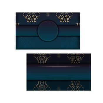 Two business cards with gold and blue designs vector