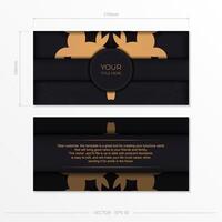 Black and gold business card template with gold foil vector
