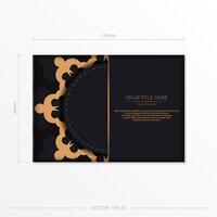 Dark postcard design with abstract vintage mandala ornament. vector