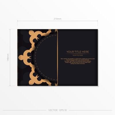 Dark postcard design with abstract vintage mandala ornament.