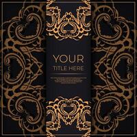 Black luxury invitation card design with vintage Indian ornament. Can be used as background and wallpaper. Elegant and classic vector elements ready for print and typography.