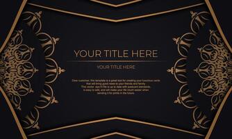 Luxury black and gold background with ornate design vector