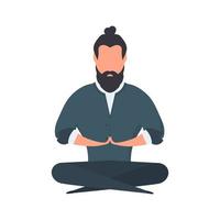 el hombre de negocios está sentado en la posición de loto. el hombre está meditando. aislado. vector. vector