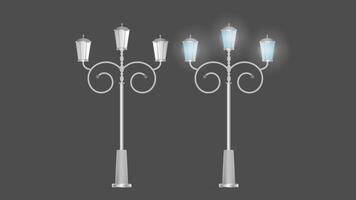 A set of Metallic lanterns that shine. Lamp post with realistic light. Vector. vector