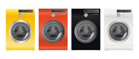 Set of modern washing machines isolated on a white background. Stylish washing machine. Realistic style. . vector