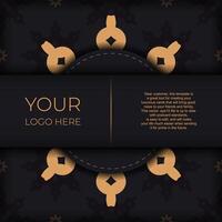 A black and gold background with a circular design vector