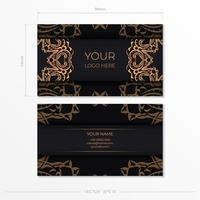 Black luxury postcard design with Indian vintage ornaments. Can be used as background and wallpaper. vector