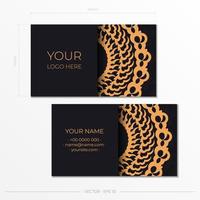 Black presentable Business cards. Decorative business card ornaments, oriental pattern, illustration. vector