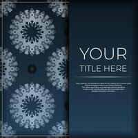 Dark blue invitation card template with white abstract ornament. Elegant and classic elements ready for print and typography. vector